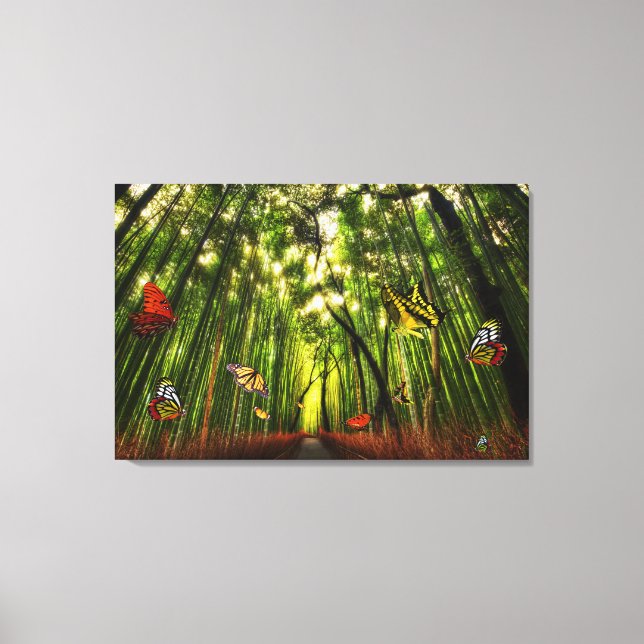 Bamboo & Butterfly Art 2 Wrapped Canvas (Framsida)