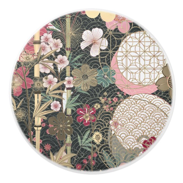 Bamboo Cherry Blommars Art Deco-design Knopp (Framsidan)