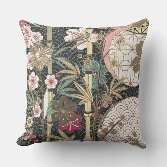 Bamboo Cherry Blommars Art Deco-design Kudde (Framsida)