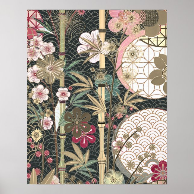 Bamboo Cherry Blommars Art Deco-design Poster (Framsidan)