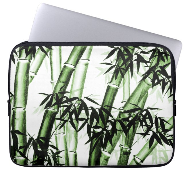 Bamboo Chinese Art - one - grönt Laptop Fodral (Framsidan)