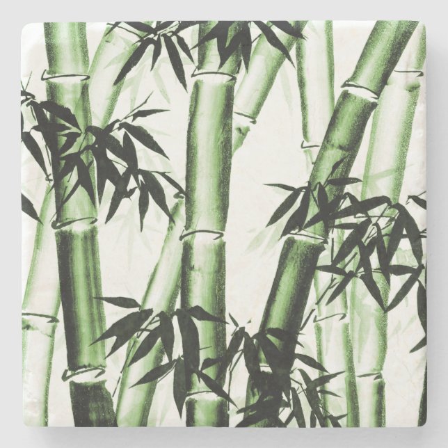 Bamboo Chinese Art - one - grönt Stenunderlägg (Framsidan)
