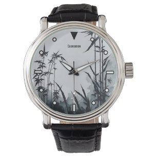Bamboo Chinese bläck, svartvit ur Armbandsur