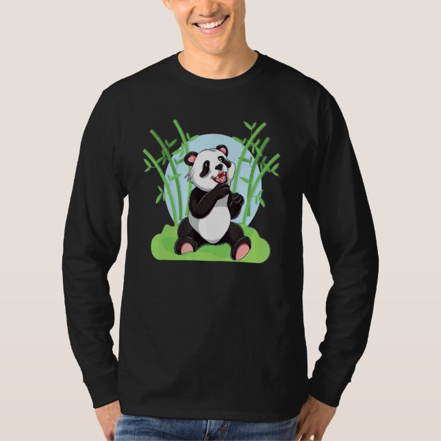 Bamboo Chinese Wildlife Forest Animal Cute Panda B T Shirt (Framsida)