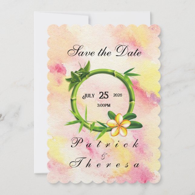 Bamboo Flat Wedding bjudande till bomull Inbjudningar (Framsida)