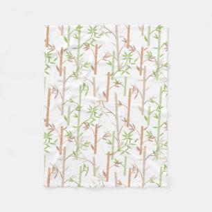 Bamboo Foliage Oriental Greenery Lövs Fleecefilt