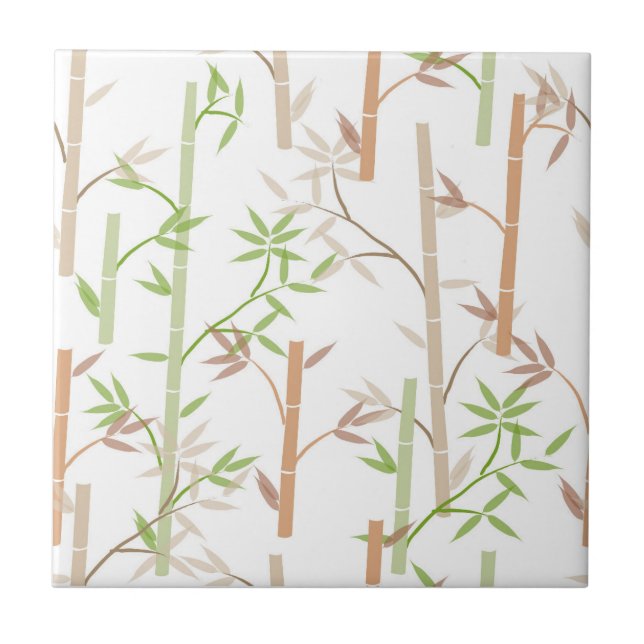 Bamboo Foliage Oriental Greenery Lövs Kakelplatta (Framsidan)