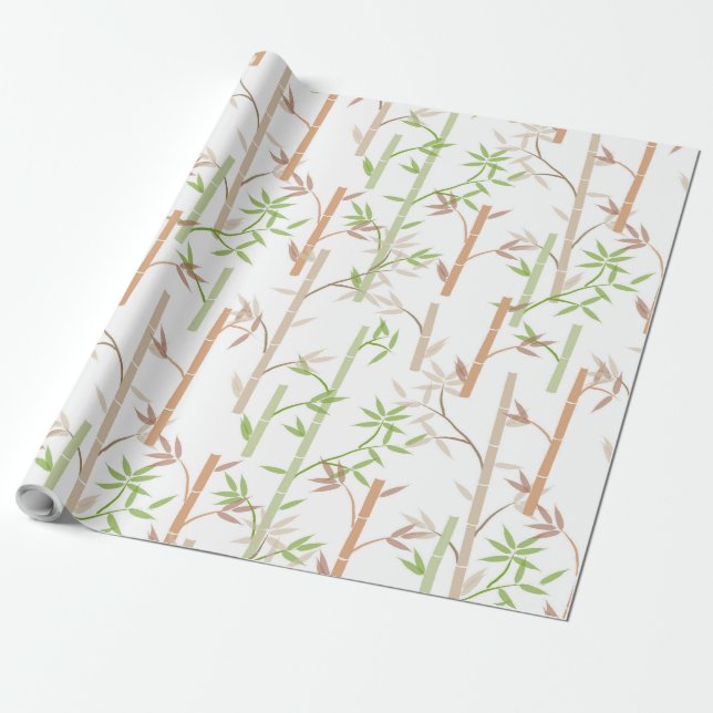 Bamboo Foliage Oriental Greenery Lövs Presentpapper (Utrullad)