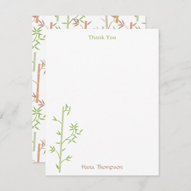 Bamboo Foliage Oriental Greenery Lövs Tack Kort (Fram/baksida)