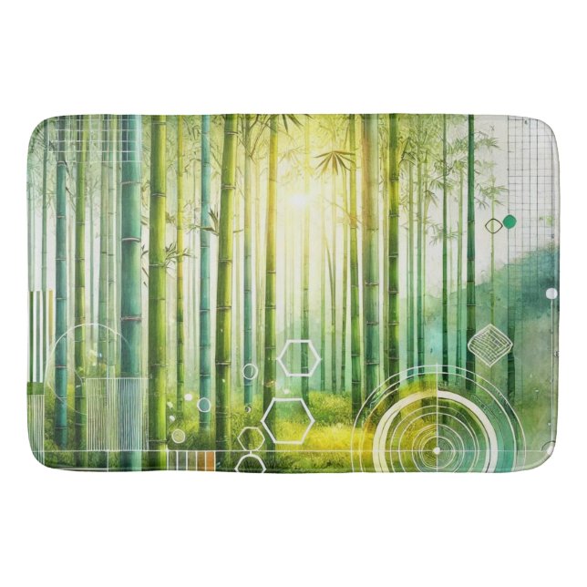 Bamboo Forest Geometric Bath Mat Badrumsmatta (Framsidan)
