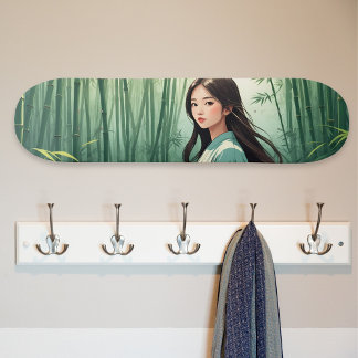 Bamboo Forest med Asian Woman Mini Skateboard Bräda 18,5 Cm