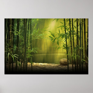 Bamboo Forest Tranquil fredliga natur Poster