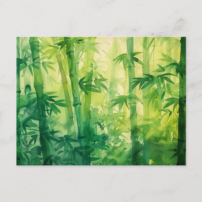 Bamboo Forest Watercolor Vykort (Framsida)
