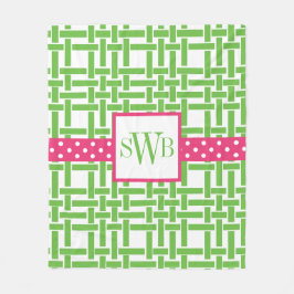 Bamboo & Grosgrain Monogrammed Fleece Blanket