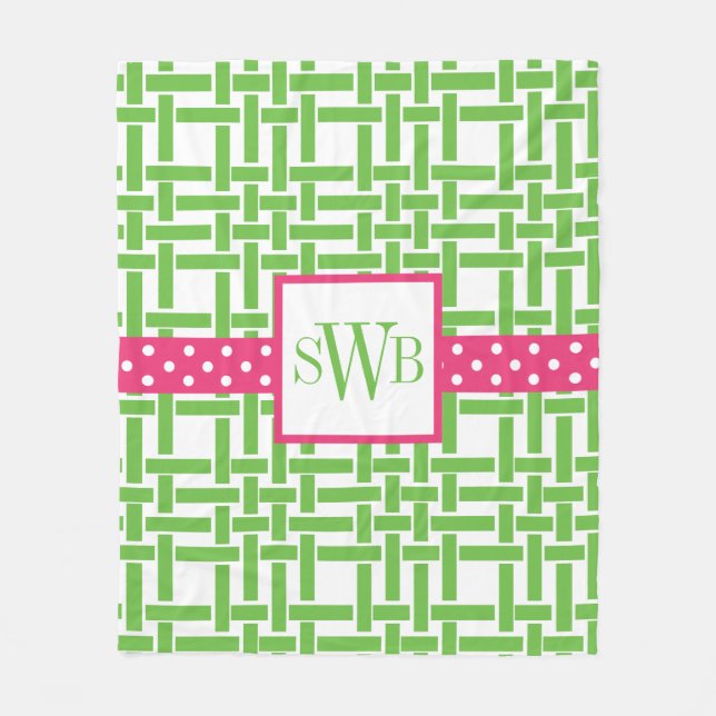 Bamboo & Grosgrain Monogrammed Fleece Blanket (Framsidan)