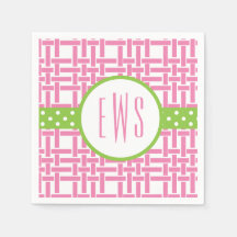 Bamboo & Grosgrain Monogrammed Party Napkins