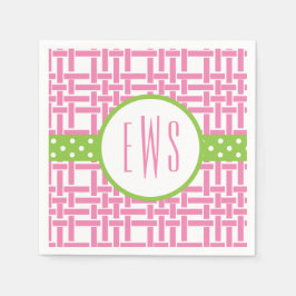 Bamboo & Grosgrain Monogrammed Party Napkins Pappersservett