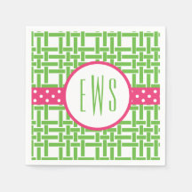 Bamboo & Grosgrain Monogrammed Party Napkins