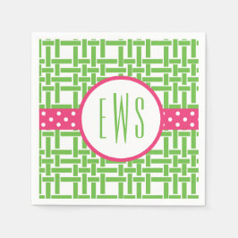 Bamboo & Grosgrain Monogrammed Party Napkins Pappersservett