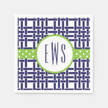 Bamboo & Grosgrain Monogrammed Party Napkins