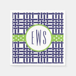 Bamboo & Grosgrain Monogrammed Party Napkins Pappersservett