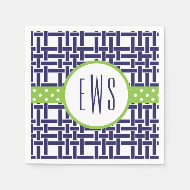 Bamboo & Grosgrain Monogrammed Party Napkins Pappersservett (Framsidan)