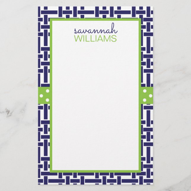 Bamboo & Grosgrain Personlig Stationery (Framsida)