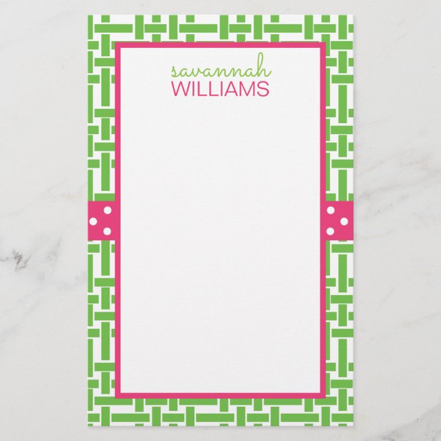 Bamboo & Grosgrain Personlig Stationery (Framsida)