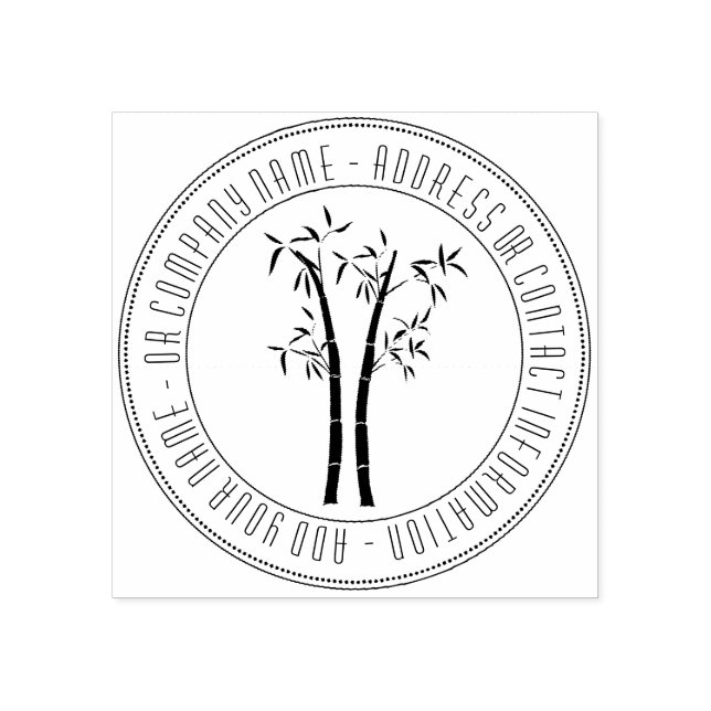 Bamboo i cirkulär Ram Wood Frimärke Stämpel (Tryck)