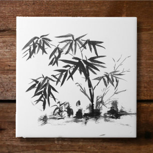 Bamboo i Vatten Kakelplatta