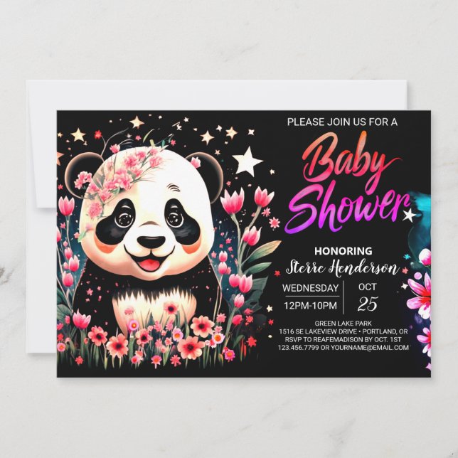 Bamboo Jungle Enchanted Panda Girl Baby Shower Inbjudningar (Framsida)