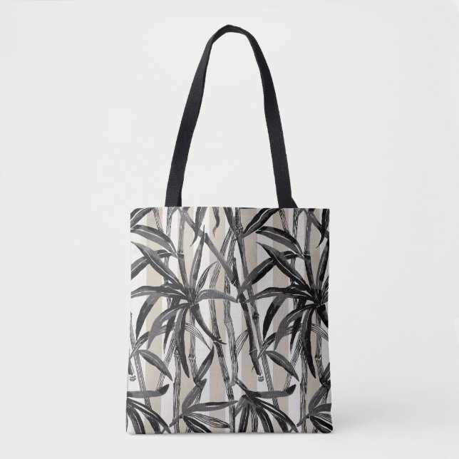 Bamboo Jungle Hawaiian Rand - Black Beach Bag Tygkasse (Framsida)