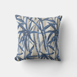 Bamboo Jungle Hawaiian Rand - Navy and Taupe Kudde