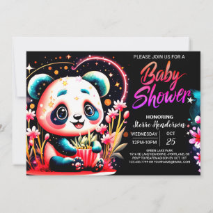 Bamboo Jungle Sweet Panda Girl Baby Shower Inbjudningar