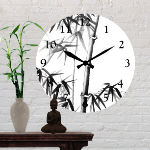 Bamboo - kinesiska Stil - oinramat Rund Klocka