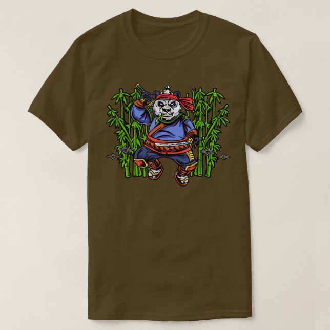 Bamboo Kung fu Ninja Panda Bear Samurai Sword Mart T Shirt (Design framsida)