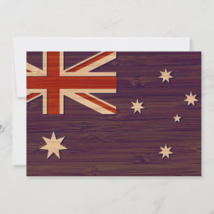 Bamboo look & Engraved Australian Australian Flagg Inbjudningar
