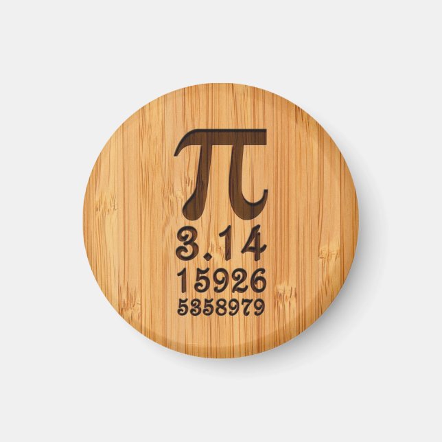 Bamboo look & Engraved Pi Numbers Magnet (Framsidan)