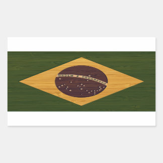 Bamboo look & Engraved Vintage Brasiliens Flagga Rektangulärt Klistermärke