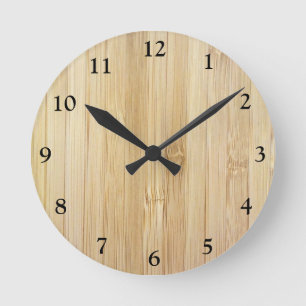 Bamboo-look Rund Klocka