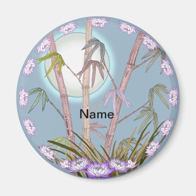 Bamboo Lotus Måne magnet (Framsidan)