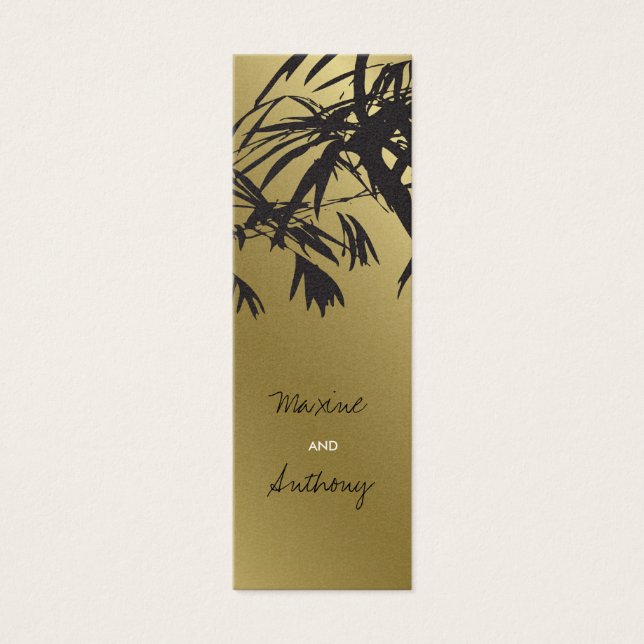Bamboo Löv Black + Guld Tack Gift Märkre / Litet Visitkort (Framsidan)