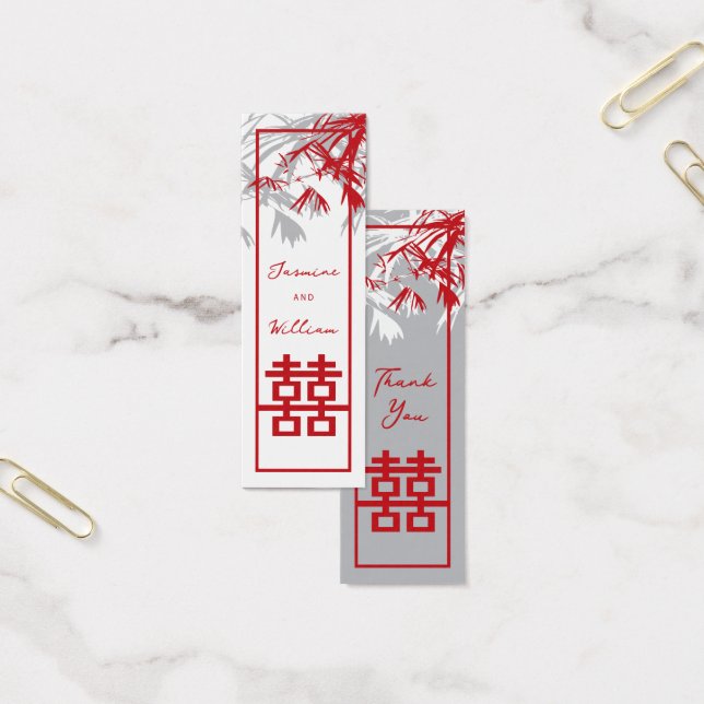 Bamboo Löv Dubbla Happiness Bröllop Gift Märkres Litet Visitkort (Kontor)