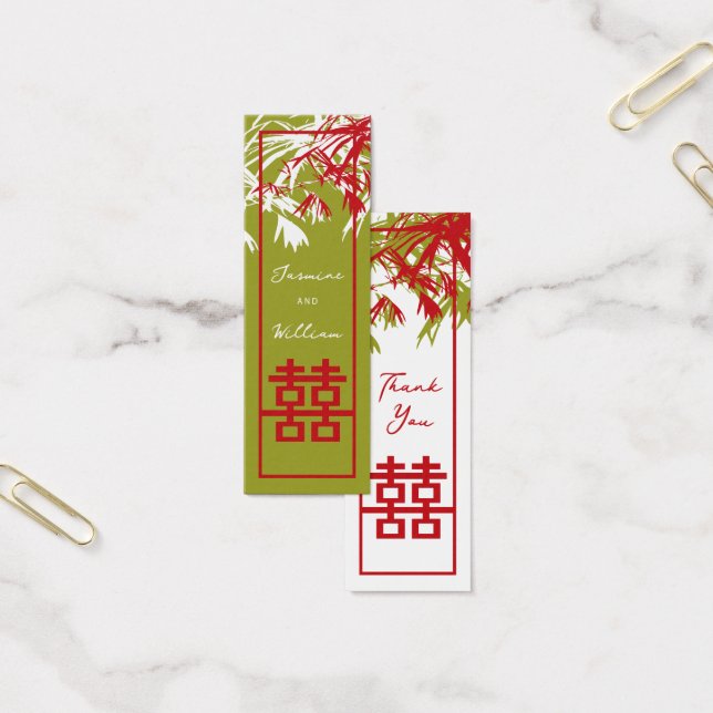 Bamboo Löv Dubbla Happiness Bröllop Gift Märkres Litet Visitkort (Kontor)
