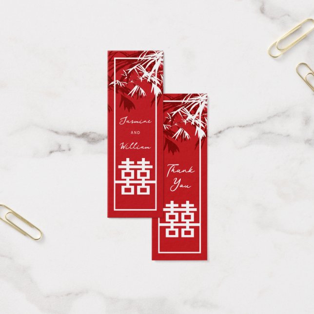 Bamboo Löv Dubbla Happiness Bröllop Gift Märkres Litet Visitkort (Kontor)