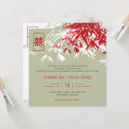 Bamboo Löv Dubbla Happity Chinese Bröllop Inbjudningar