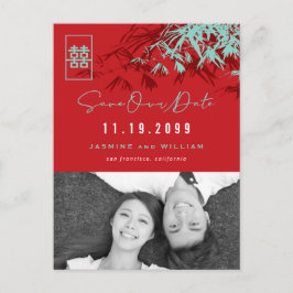 Bamboo Löv Dubbla Happity Photo Save Date Meddelande Vykort