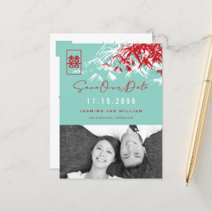 Bamboo Löv Dubbla Happity Photo Save Date Meddelande Vykort