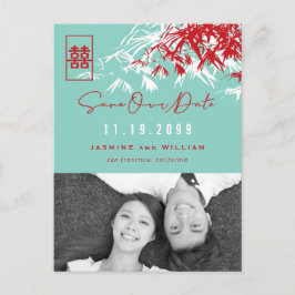 Bamboo Löv Dubbla Happity Photo Save Date Meddelande Vykort