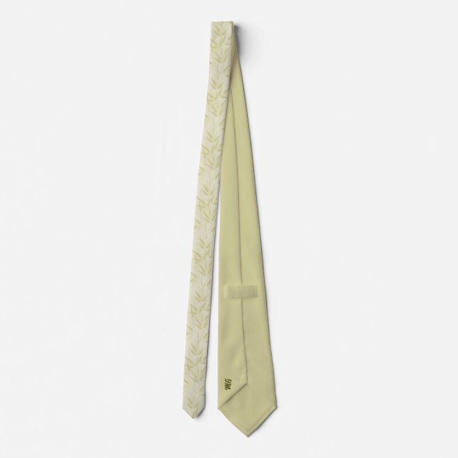 Bamboo Löv Mönster Tie - Elegant Monogram Stil Slips (Baksida)